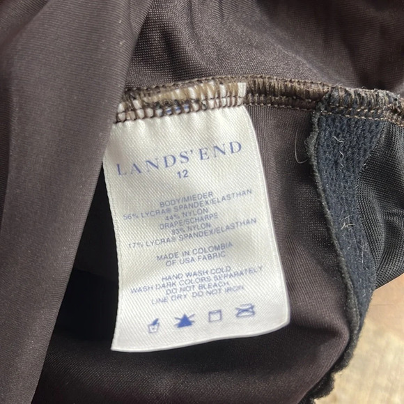 Lands End Brown Ruched Front One Piece Swimsuit Womens 12 Underwire - Picture 7 of 7